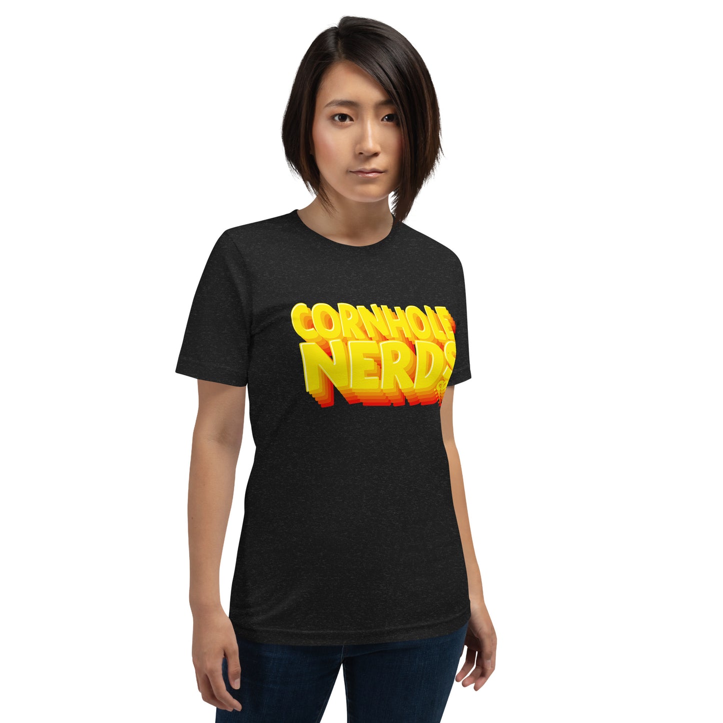 Cornhole Nerds yellow logo logo logo logo Unisex t-shirt