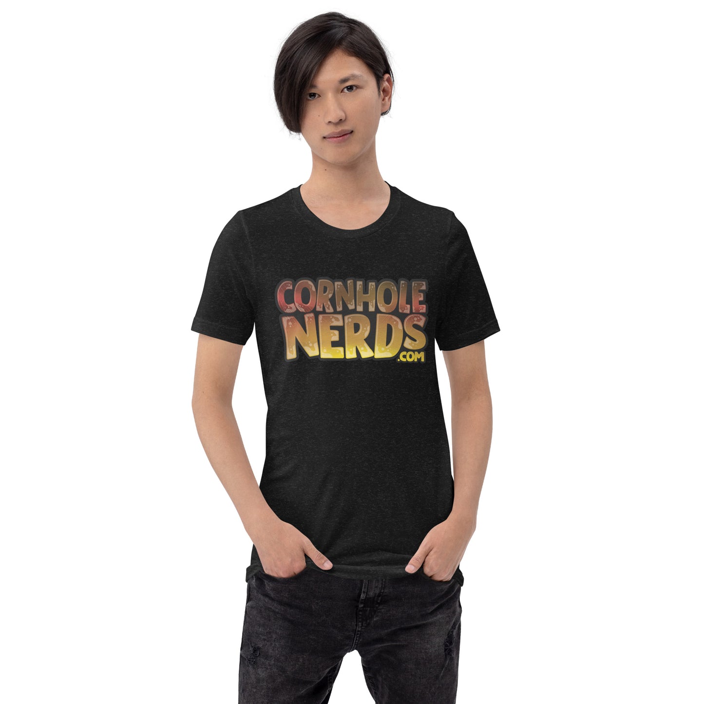 Cornhole Nerds thrower of puppets clear logo Unisex t-shirt