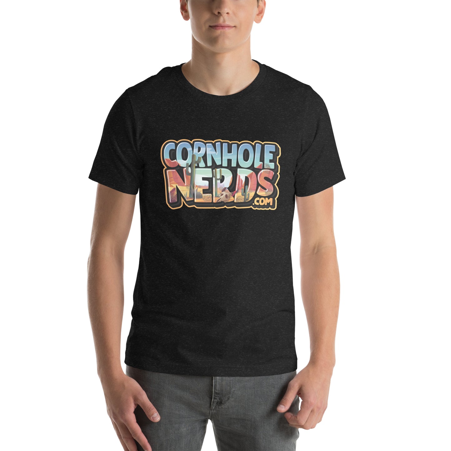 Cornhole Nerds desert skies logo Unisex t-shirt