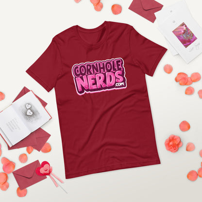 Cornhole Nerds raspberry slushie logo Unisex t-shirt