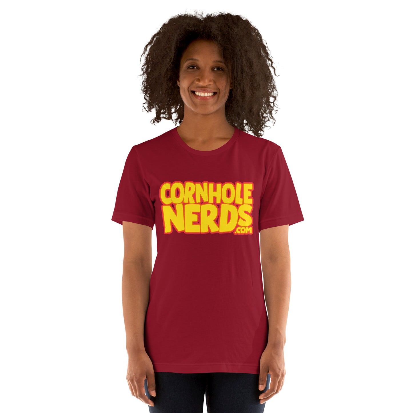 Cornhole Nerds yellow logo Unisex t-shirt