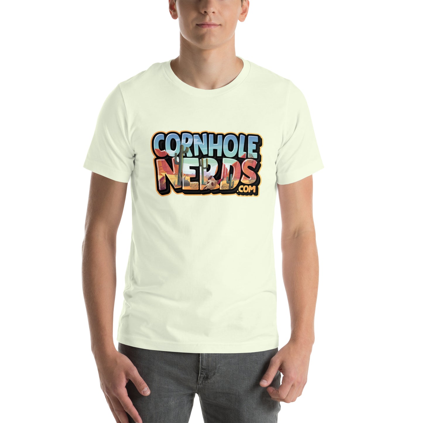 Cornhole Nerds desert skies logo Unisex t-shirt