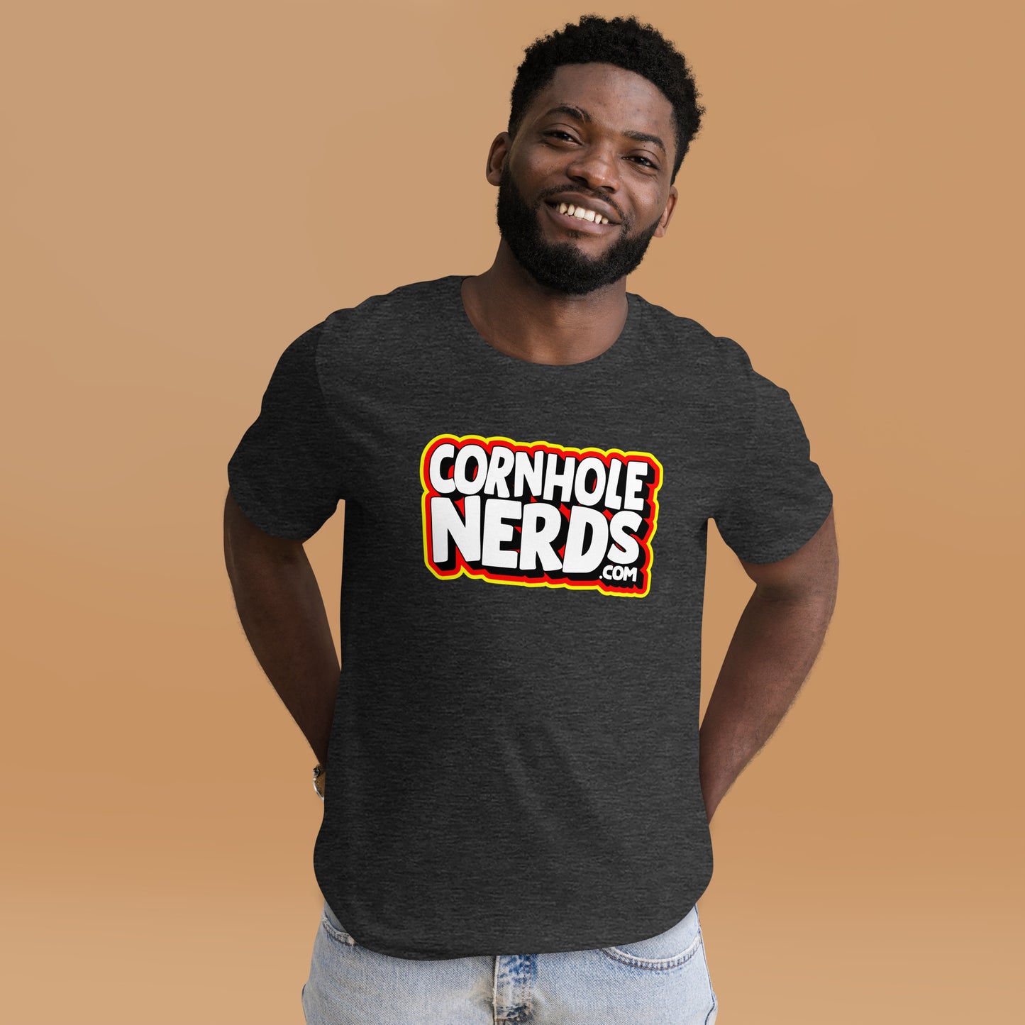 Cornhole Nerds white/yellow/red logo Unisex t-shirt