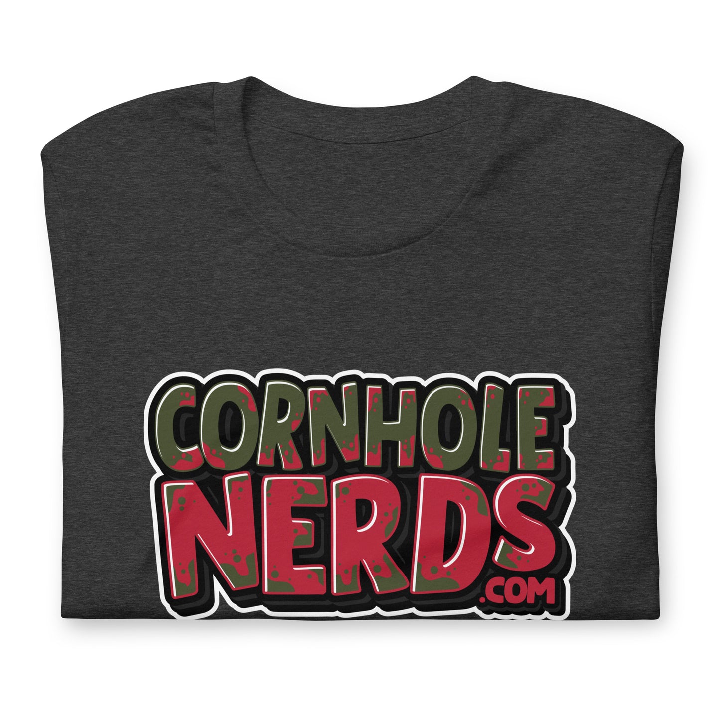 Cornhole Nerds green/red logo Unisex t-shirt