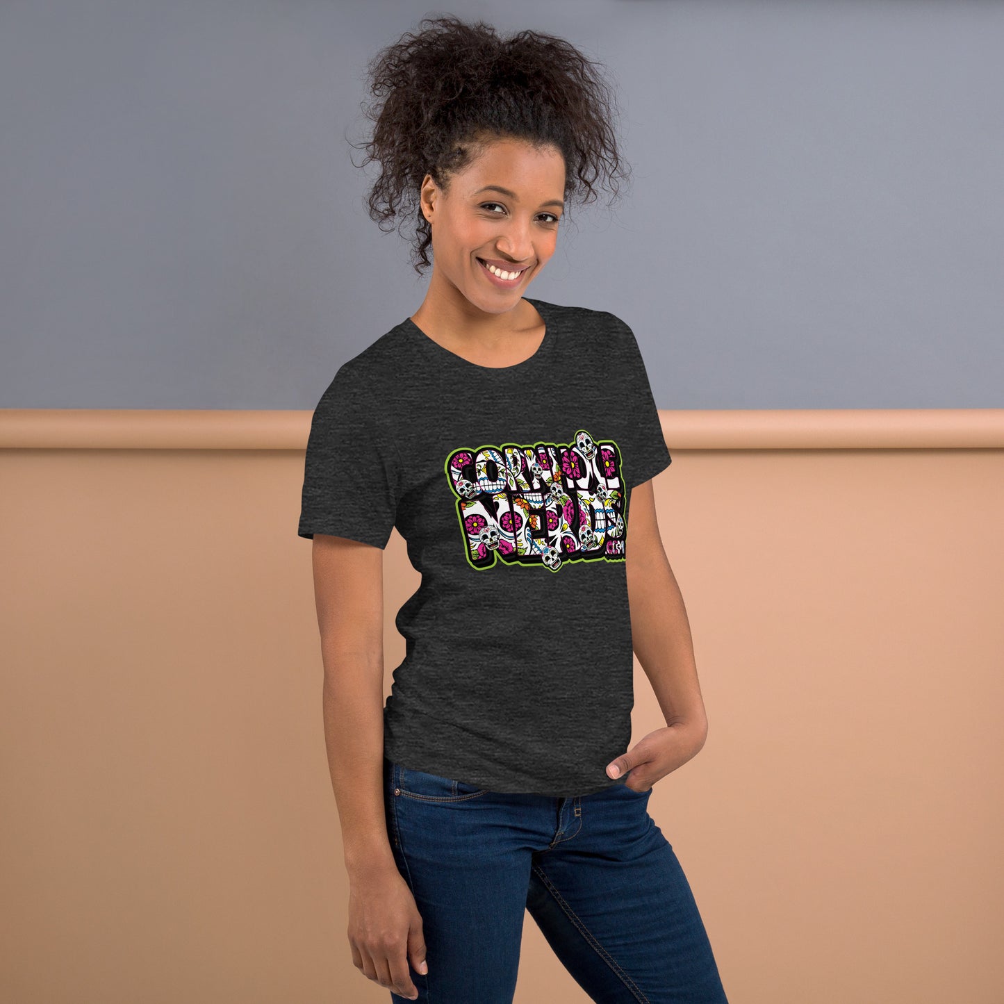 Cornhole Nerds Sugar Skulls logo Unisex t-shirt