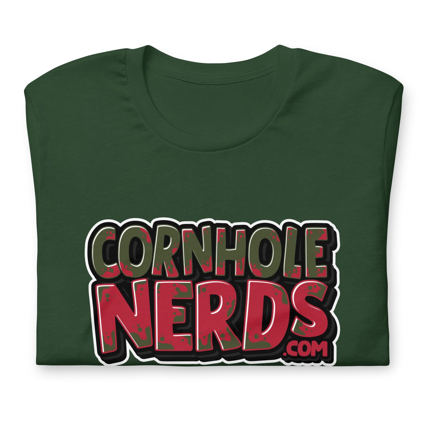 Cornhole Nerds green/red logo Unisex t-shirt