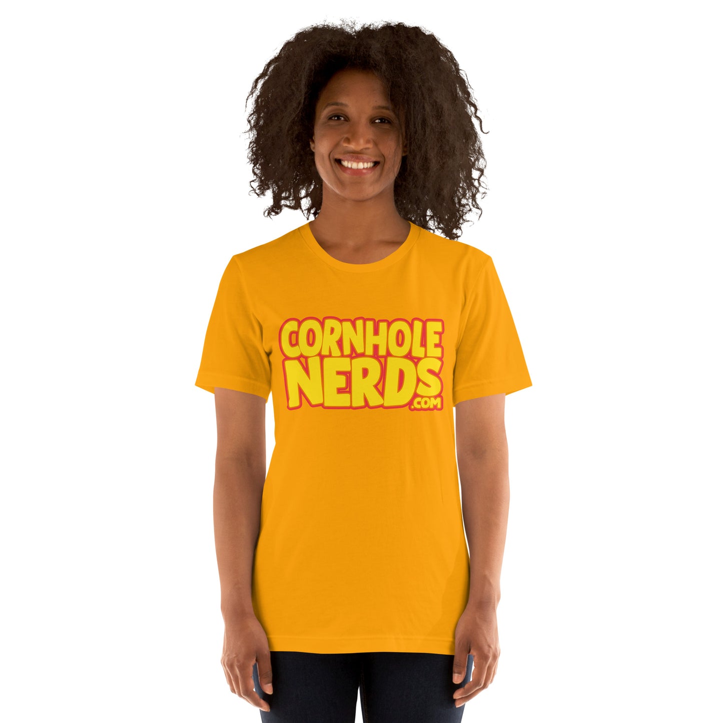 Cornhole Nerds yellow logo Unisex t-shirt