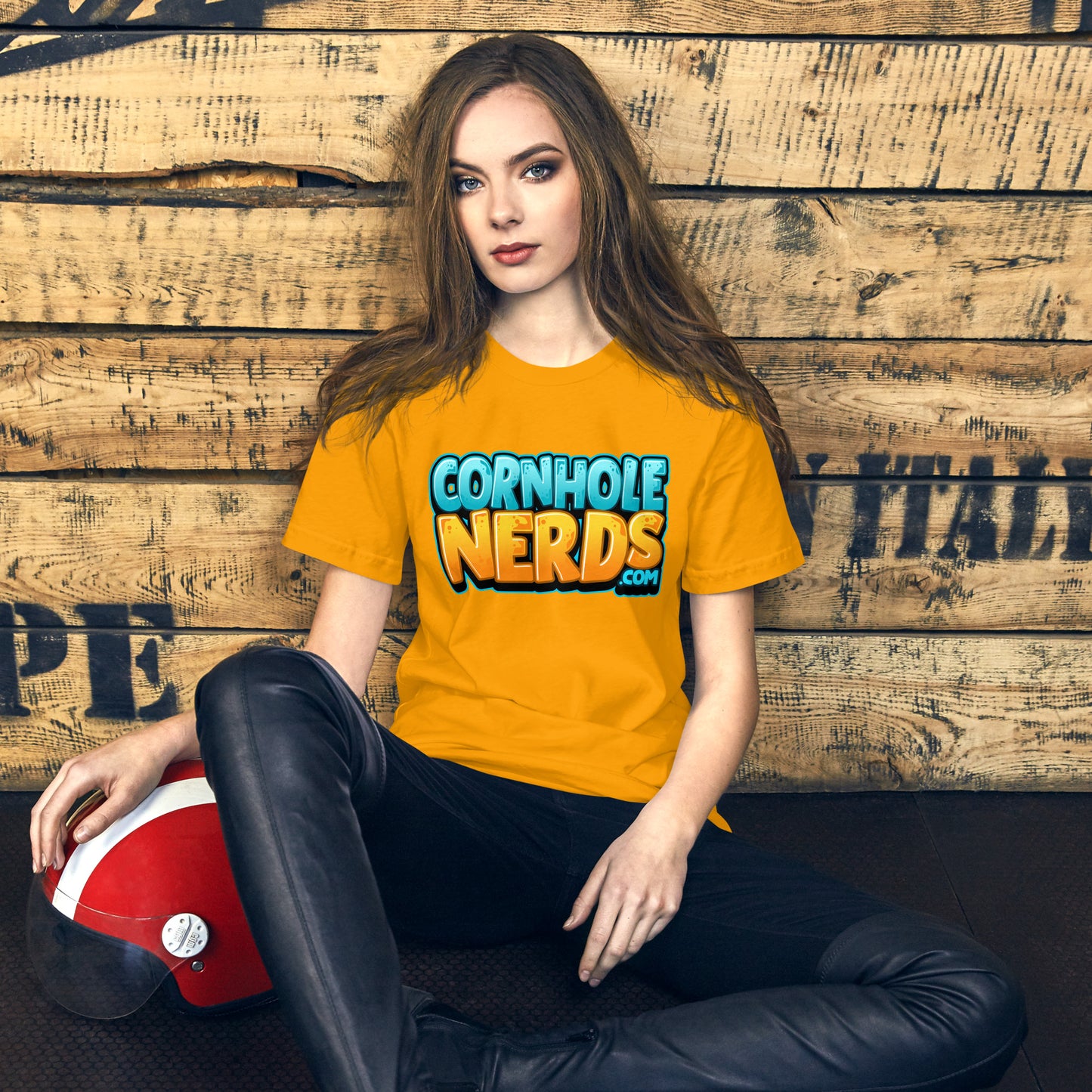 Cornhole Nerds 177a Bleecker St. logo Unisex t-shirt