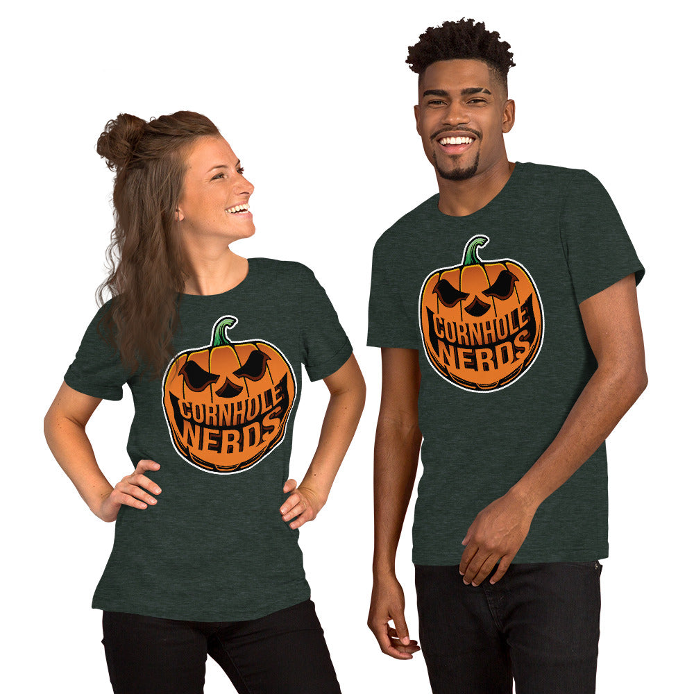 Cornhole Nerds Nerd-o-lantern logo Unisex t-shirt
