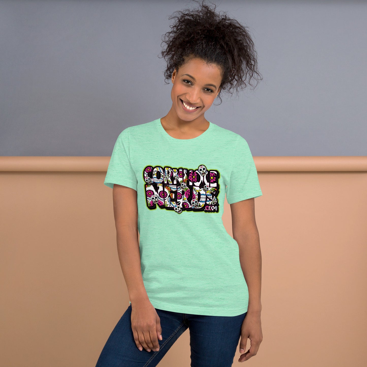 Cornhole Nerds Sugar Skulls logo Unisex t-shirt