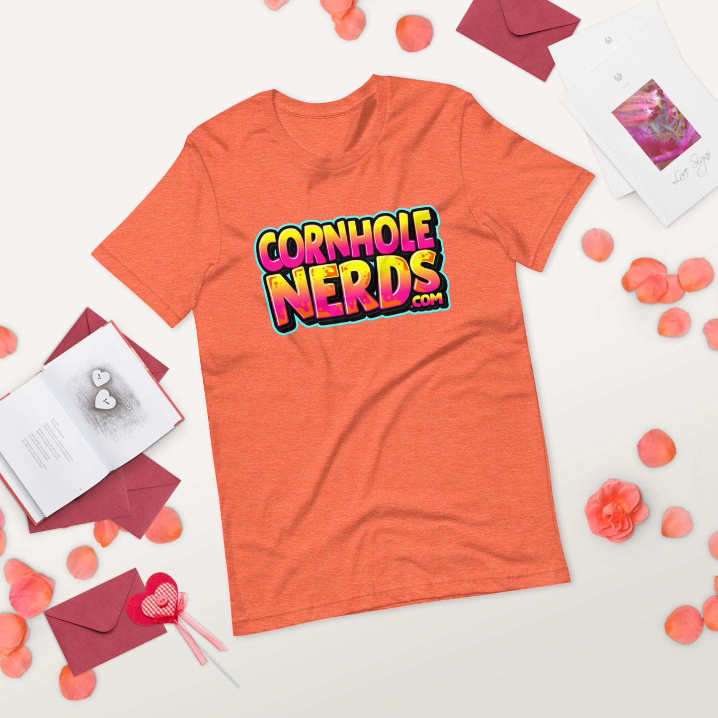 Cornhole Nerds yellow/pink/orange logo Unisex t-shirt