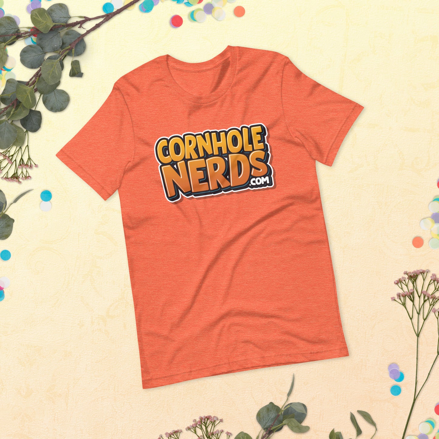 Cornhole Nerds Autumn flowers logo Unisex t-shirt