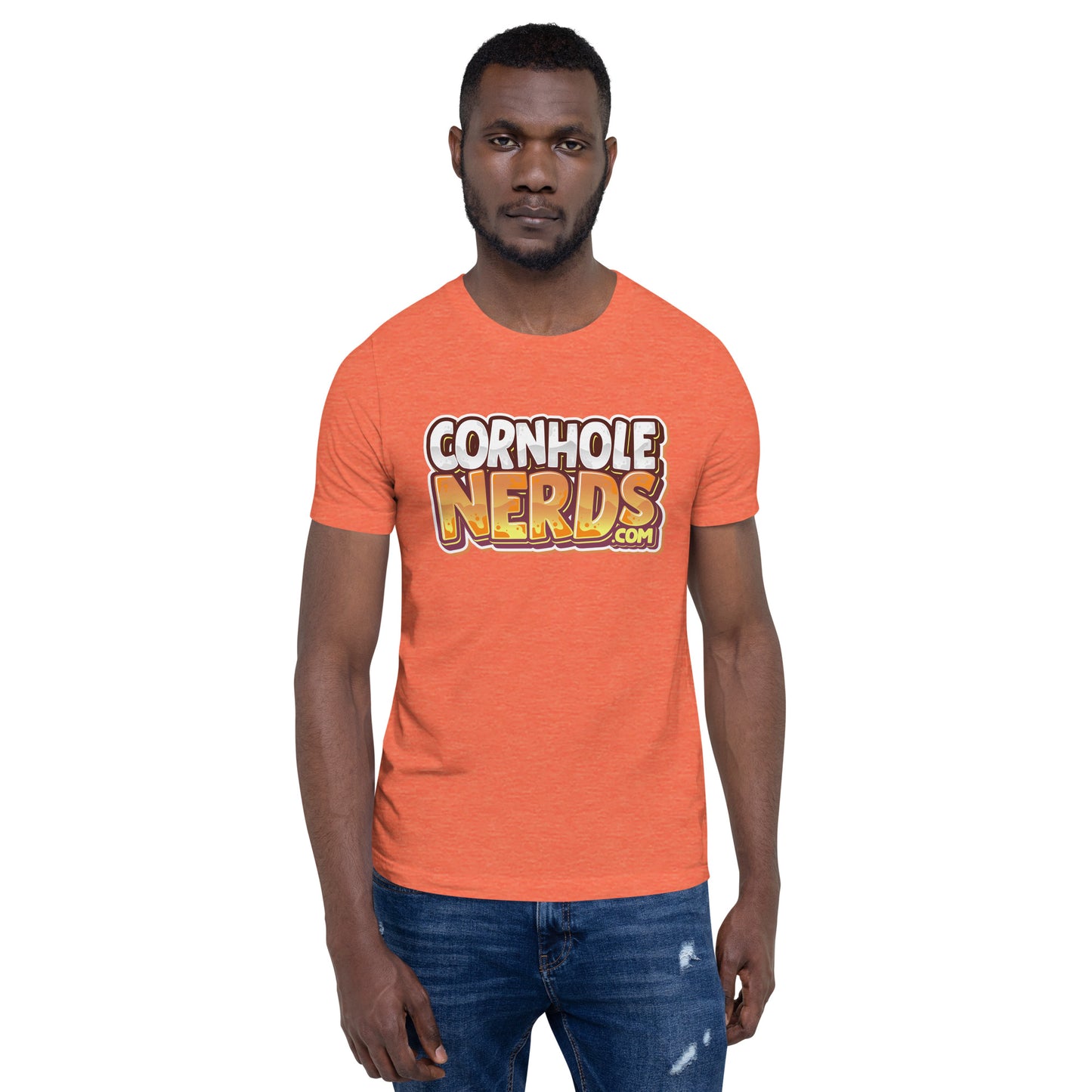 Cornhole Nerds the free model in this listing just gave up a 9 spot logo Unisex t-shirt