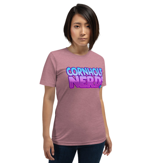 Cornhole Nerds kinda bluish kinda purple-y logo Unisex t-shirt