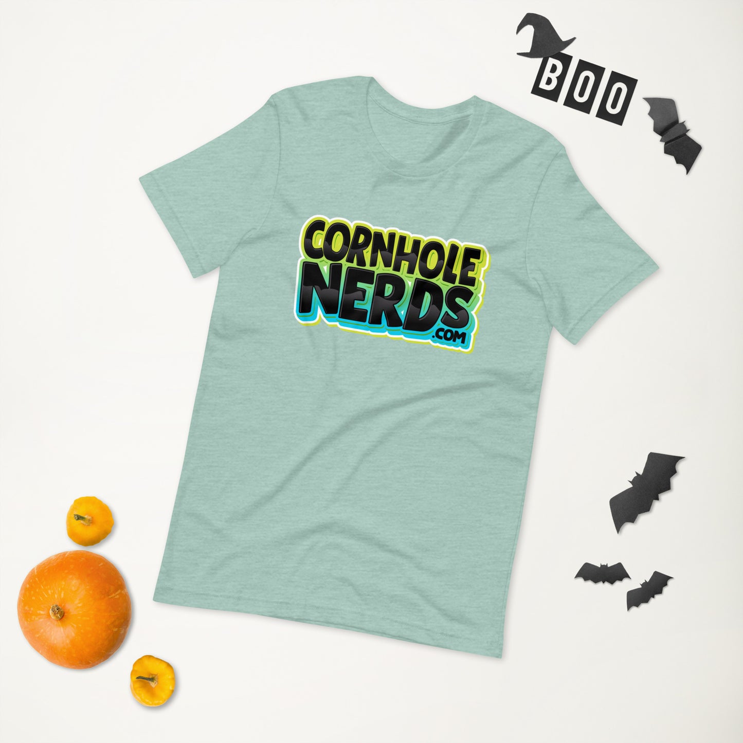 Cornhole Nerds some kind of blue/black and yellow logo Unisex t-shirt