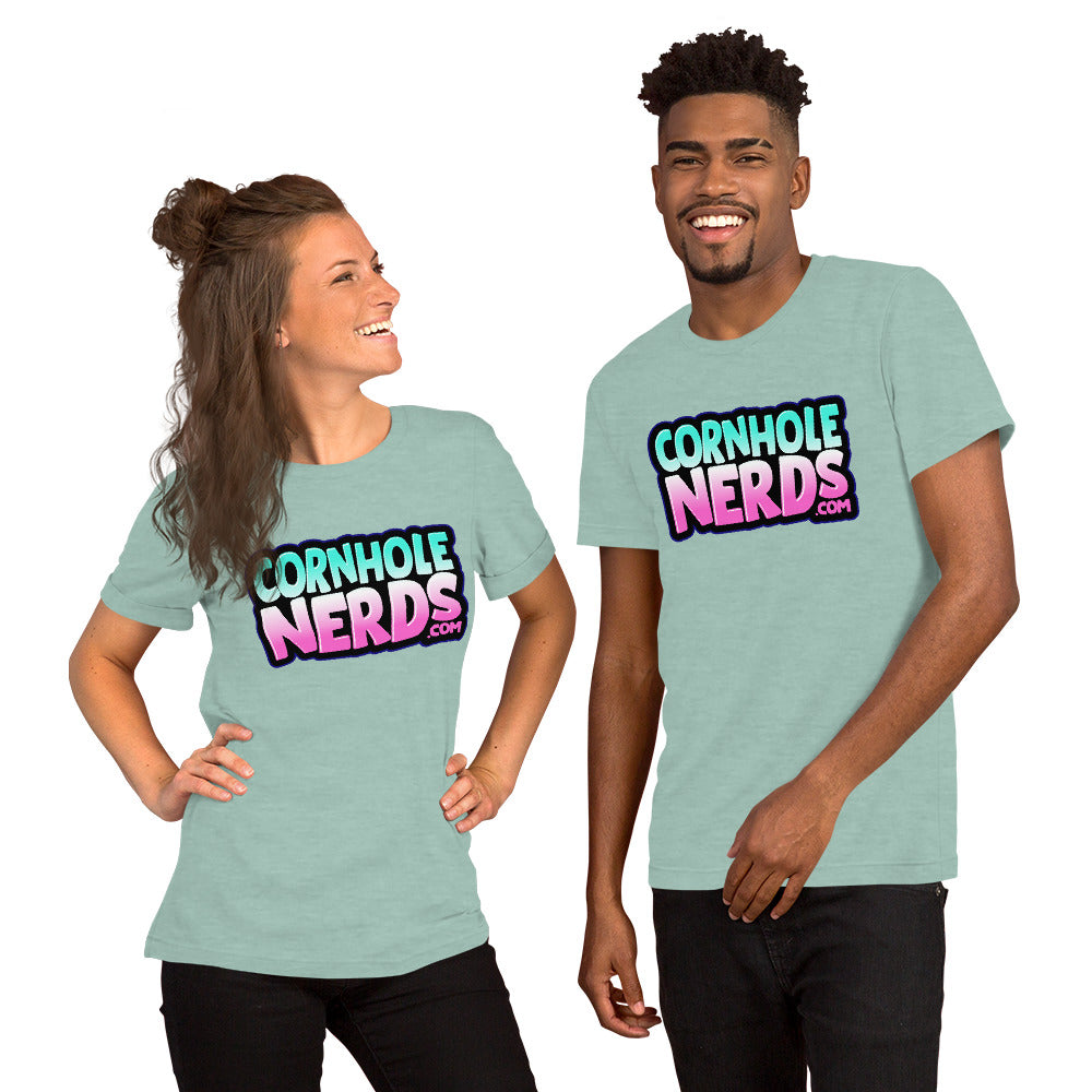 Cornhole Nerds pink twilight logo Unisex t-shirt