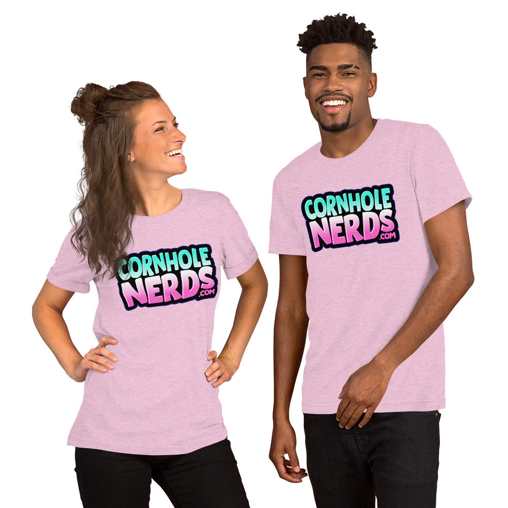 Cornhole Nerds pink twilight logo Unisex t-shirt