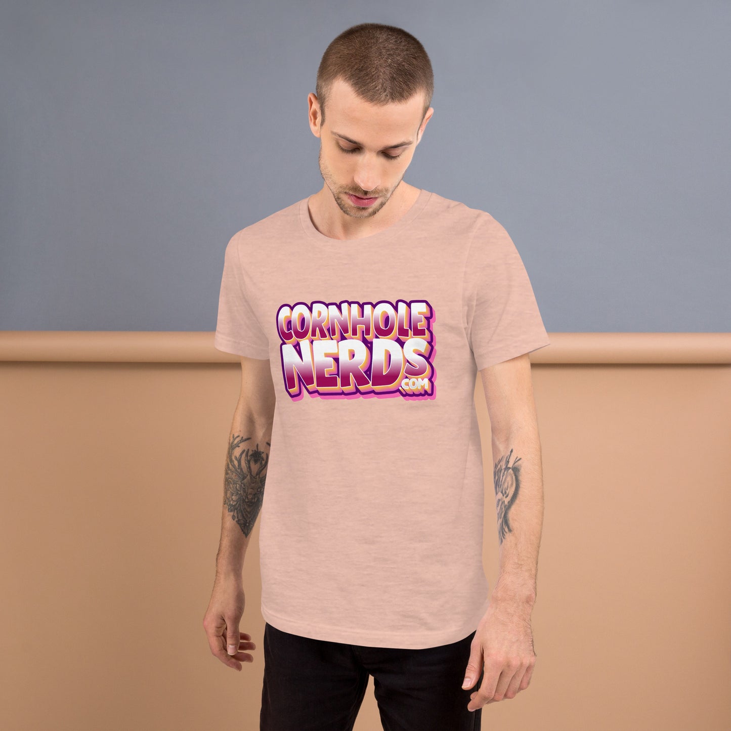 Cornhole Nerds shiny looking logo Unisex t-shirt