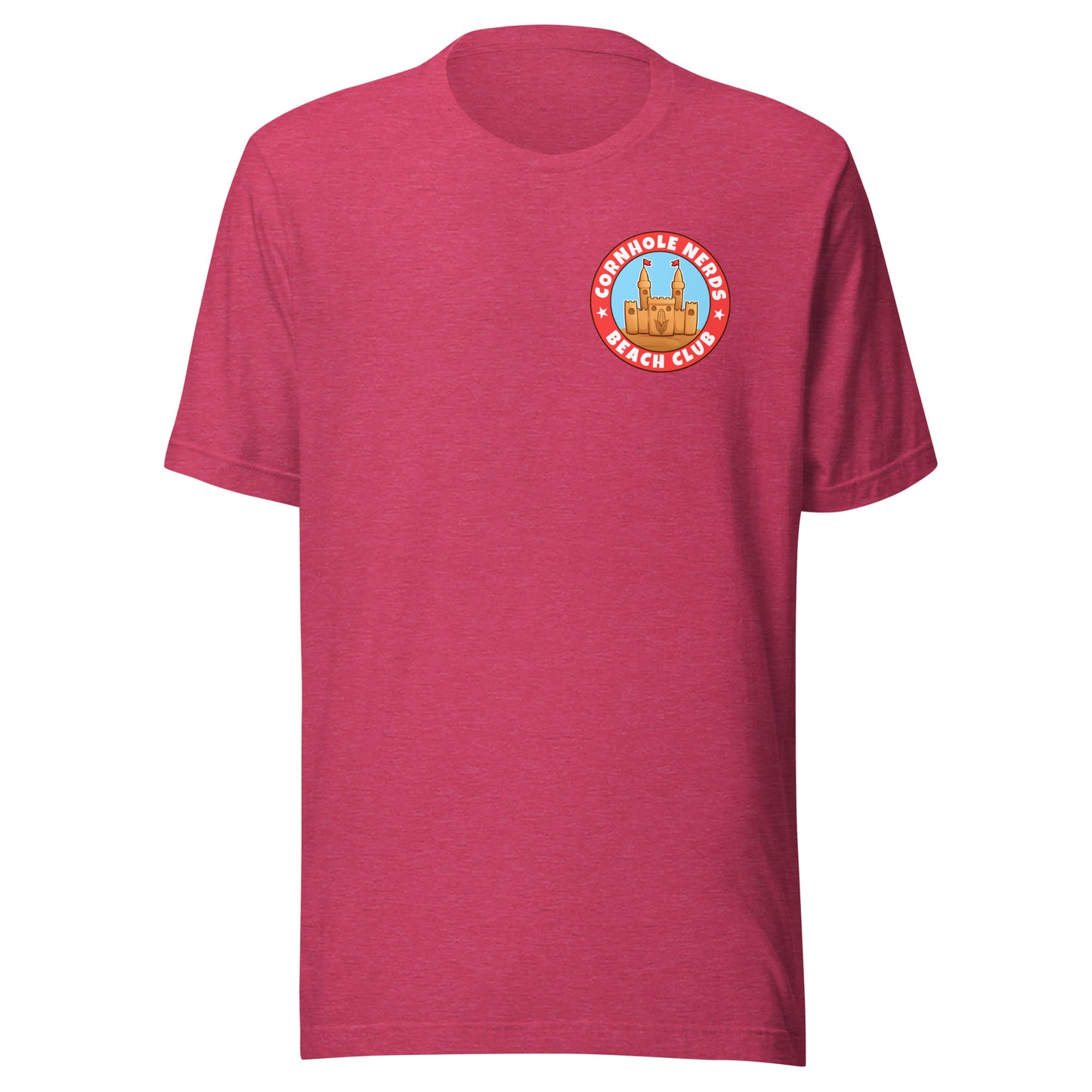 Cornhole Nerds Beach Club front and back logo Unisex t-shirt