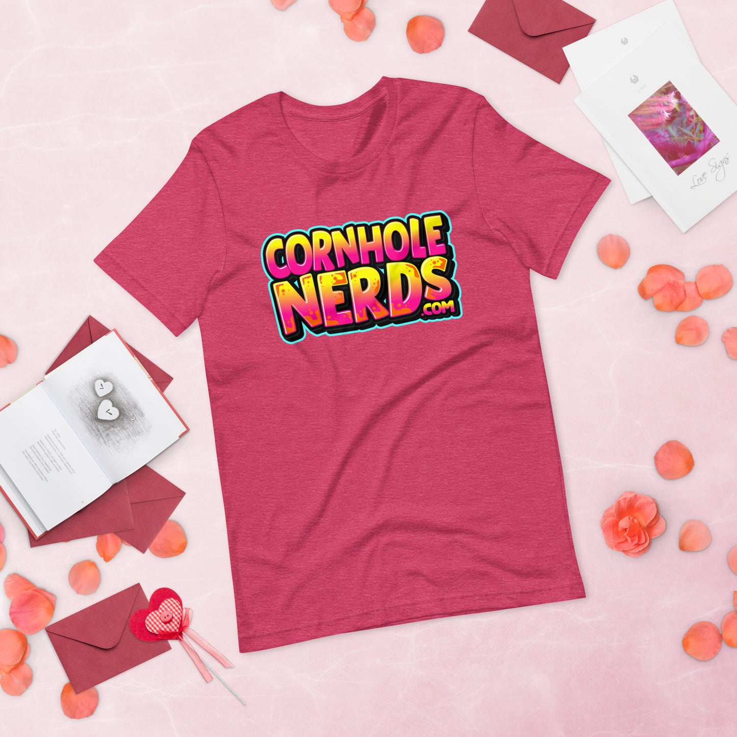 Cornhole Nerds yellow/pink/orange logo Unisex t-shirt