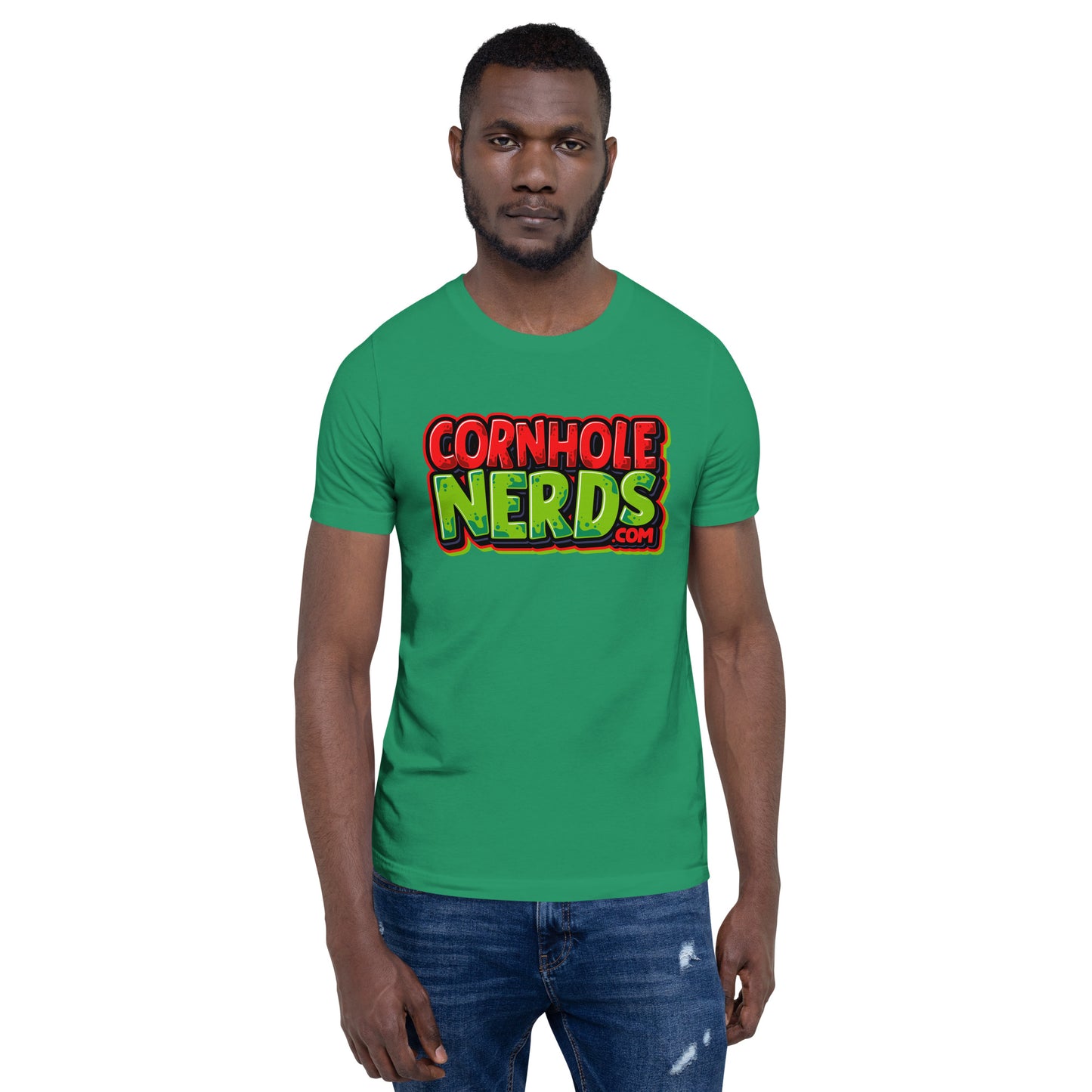 Cornhole Nerds red/green logo Unisex t-shirt