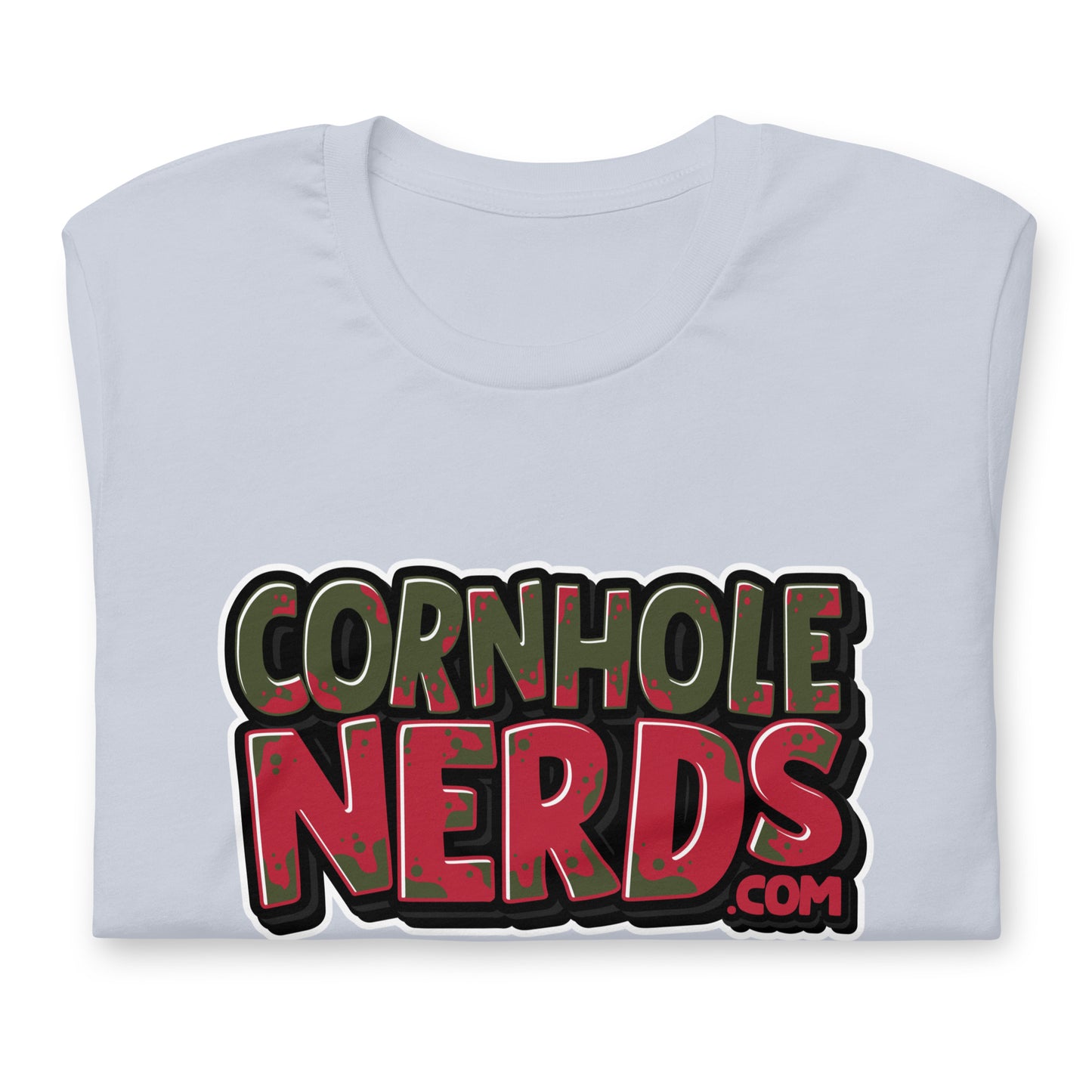 Cornhole Nerds green/red logo Unisex t-shirt