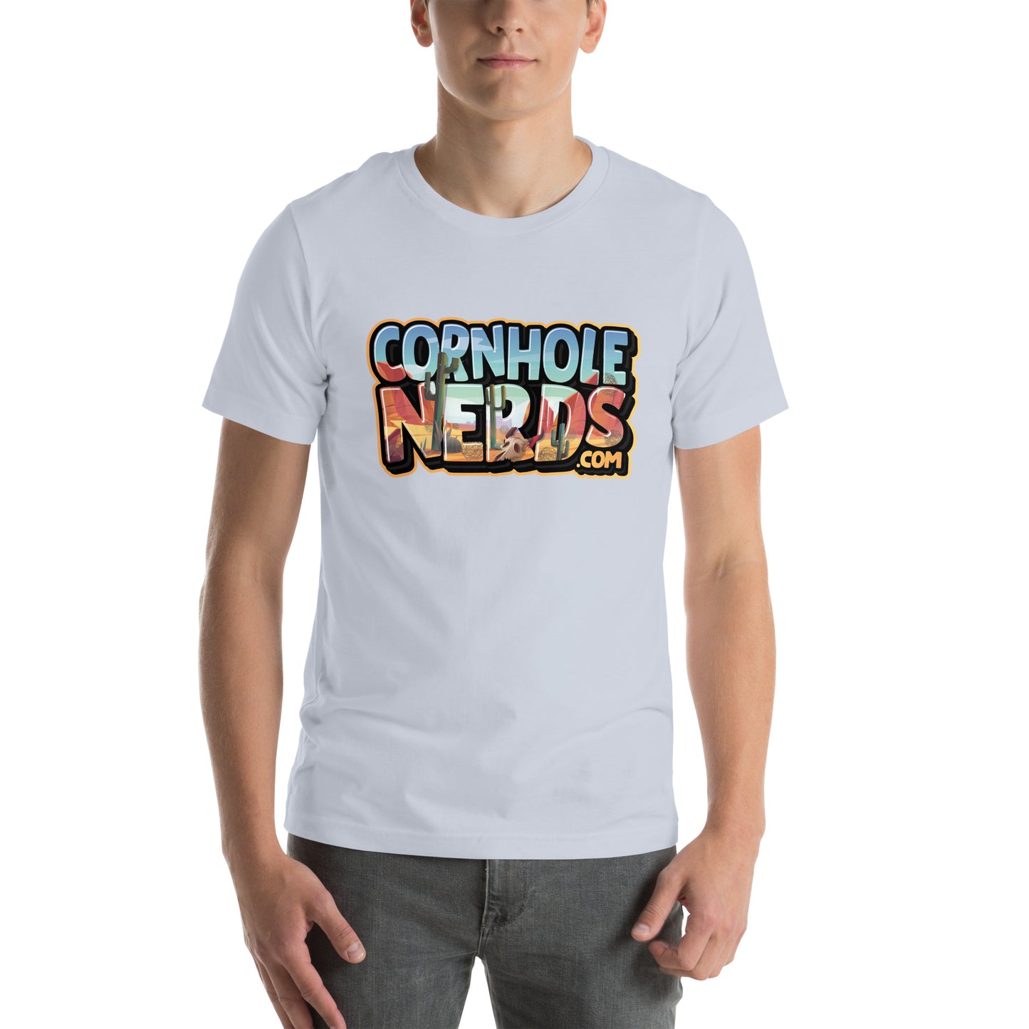 Cornhole Nerds desert skies logo Unisex t-shirt