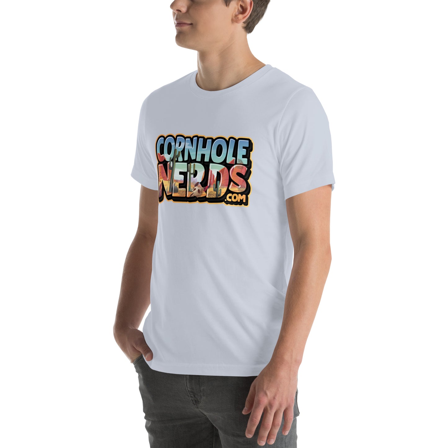 Cornhole Nerds desert skies logo Unisex t-shirt