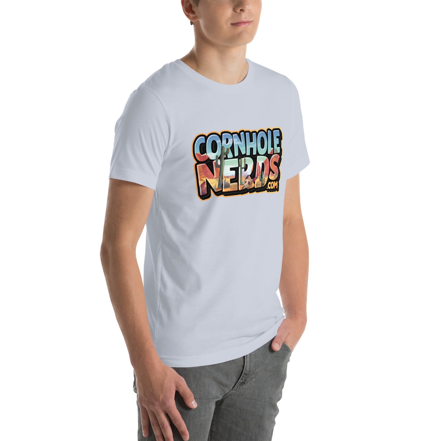 Cornhole Nerds desert skies logo Unisex t-shirt