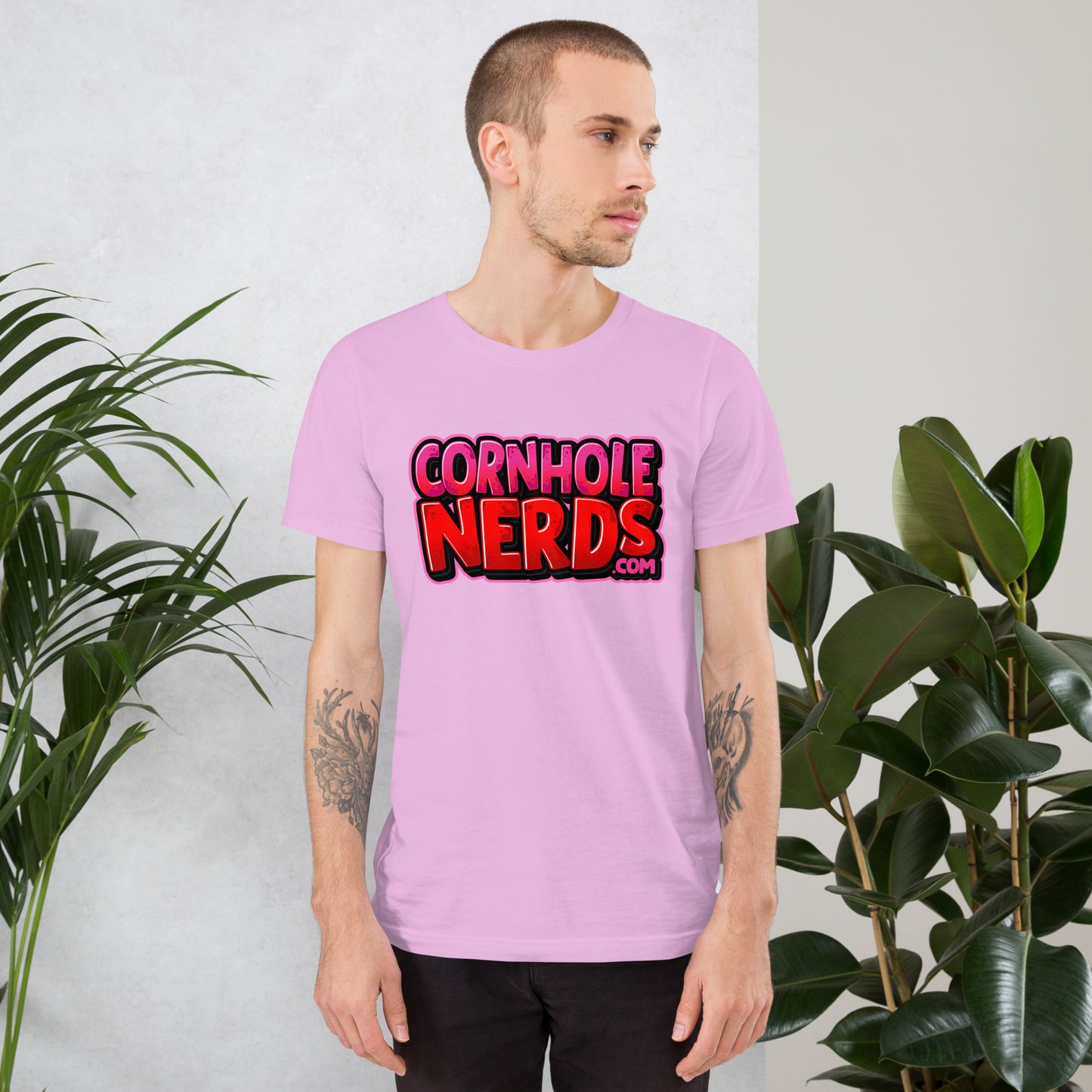 Cornhole Nerds pink/red logo Unisex t-shirt