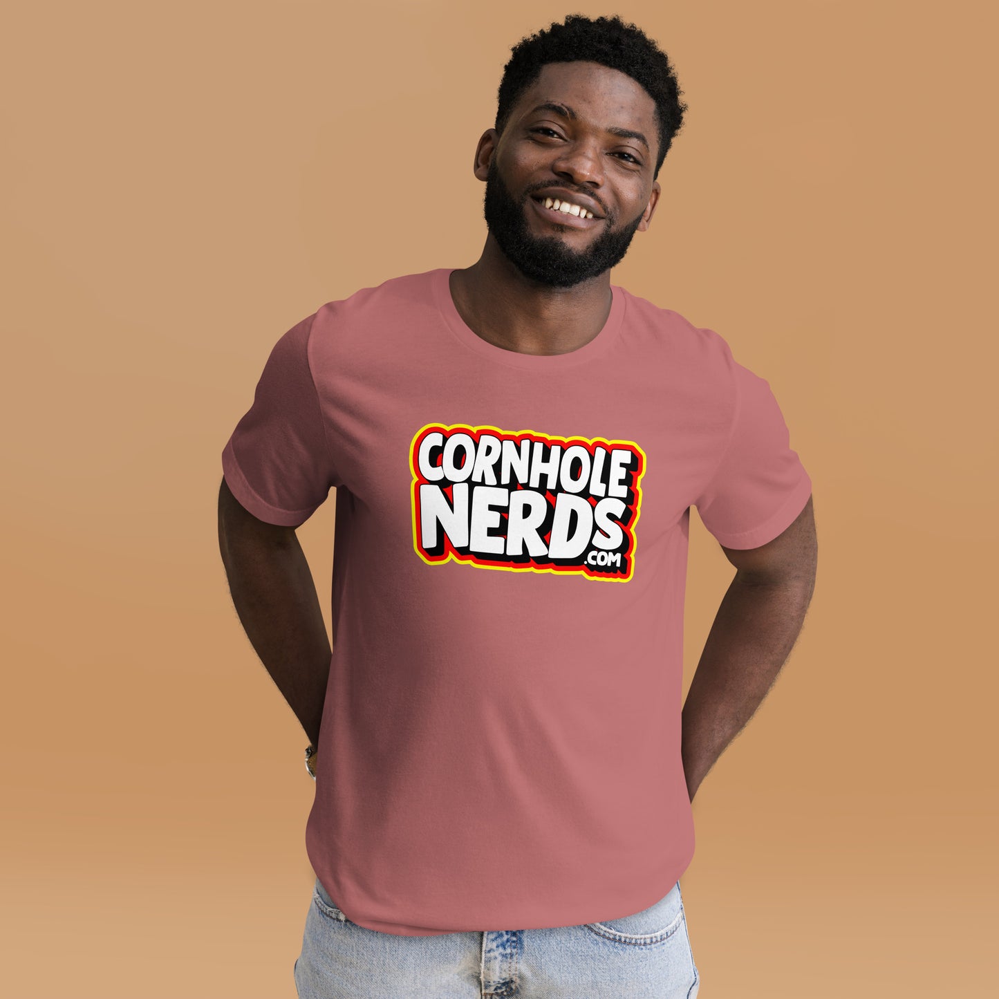 Cornhole Nerds white/yellow/red logo Unisex t-shirt