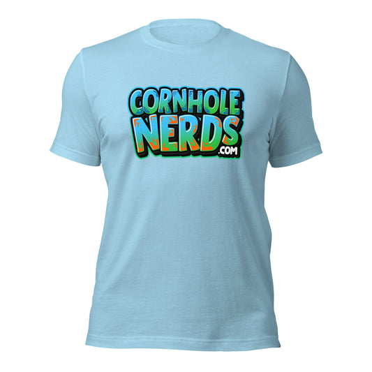 Cornhole Nerds green/blue/orange logo Unisex t-shirt