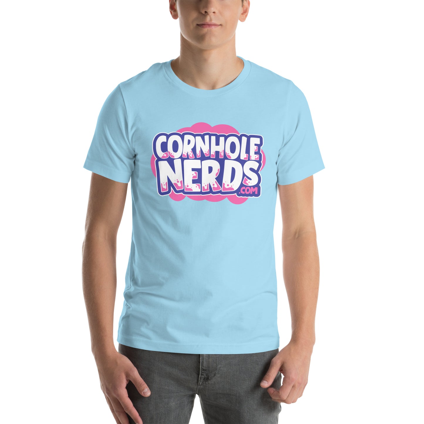 Cornhole Nerds chewed bubble gum splat logo Unisex t-shirt