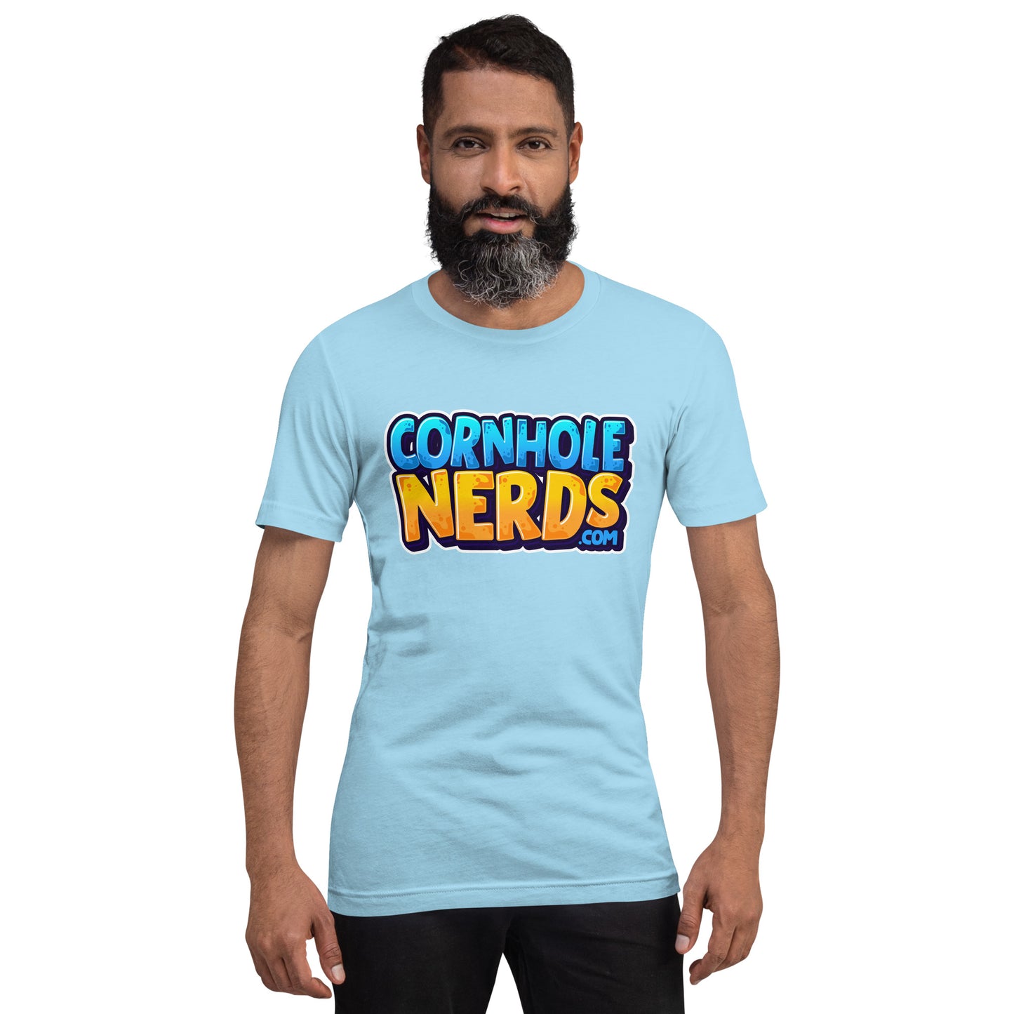 Cornhole Nerds blue/yellow logo Unisex t-shirt