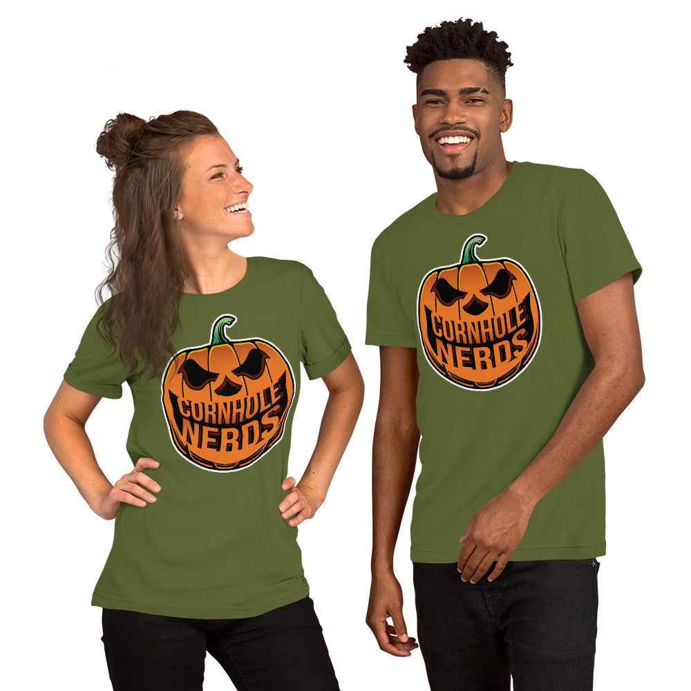 Cornhole Nerds Nerd-o-lantern logo Unisex t-shirt