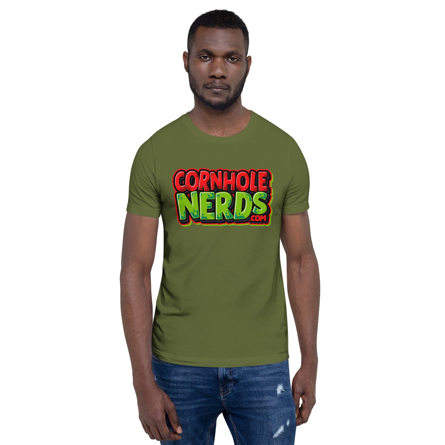 Cornhole Nerds red/green logo Unisex t-shirt