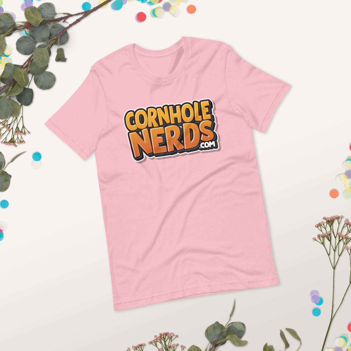 Cornhole Nerds Autumn flowers logo Unisex t-shirt