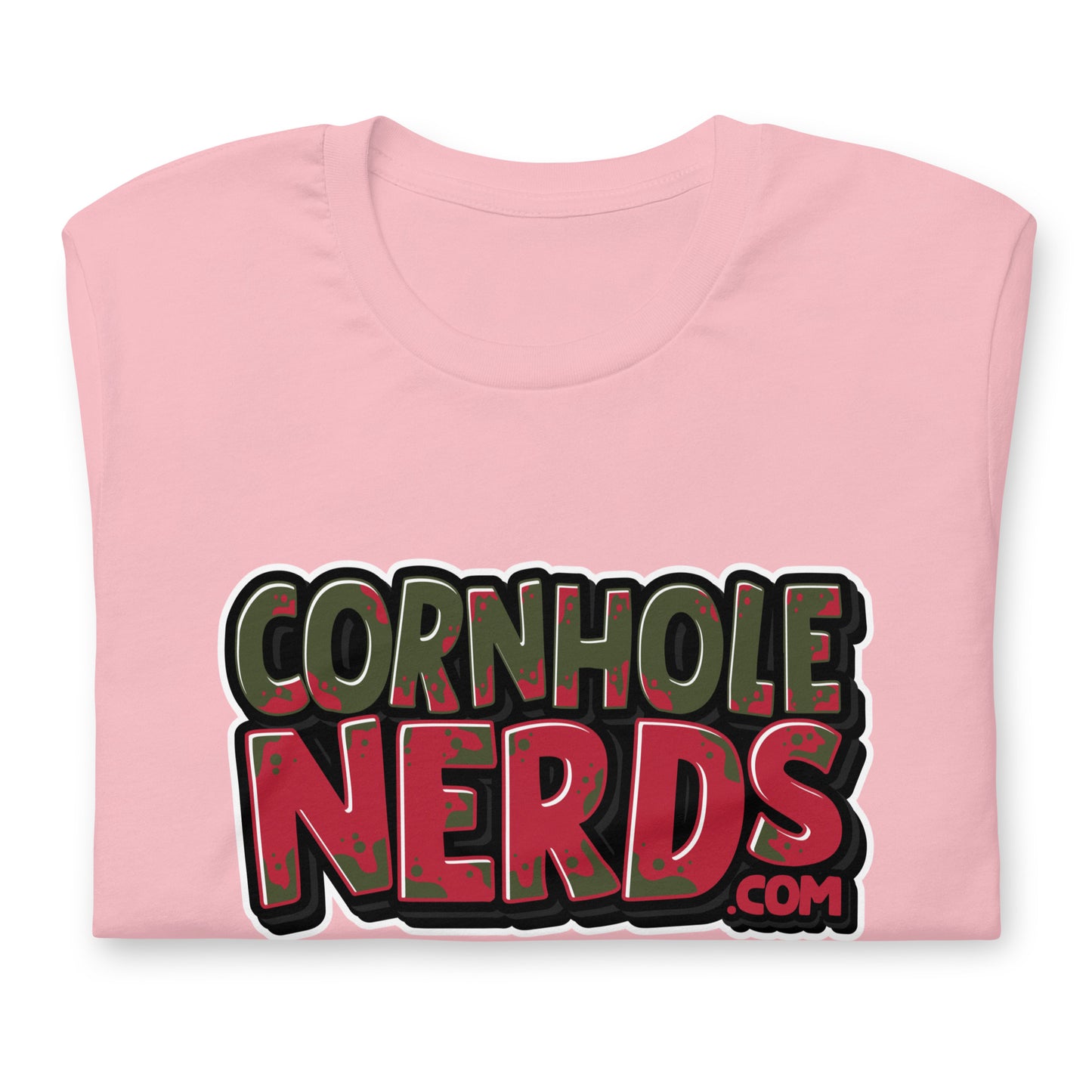 Cornhole Nerds green/red logo Unisex t-shirt