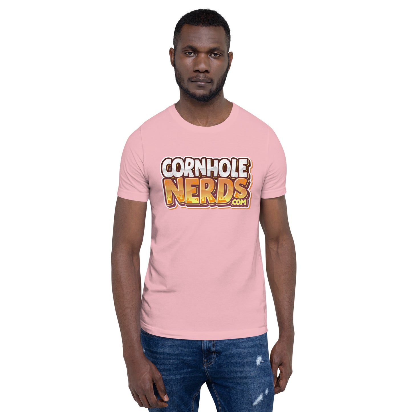 Cornhole Nerds the free model in this listing just gave up a 9 spot logo Unisex t-shirt