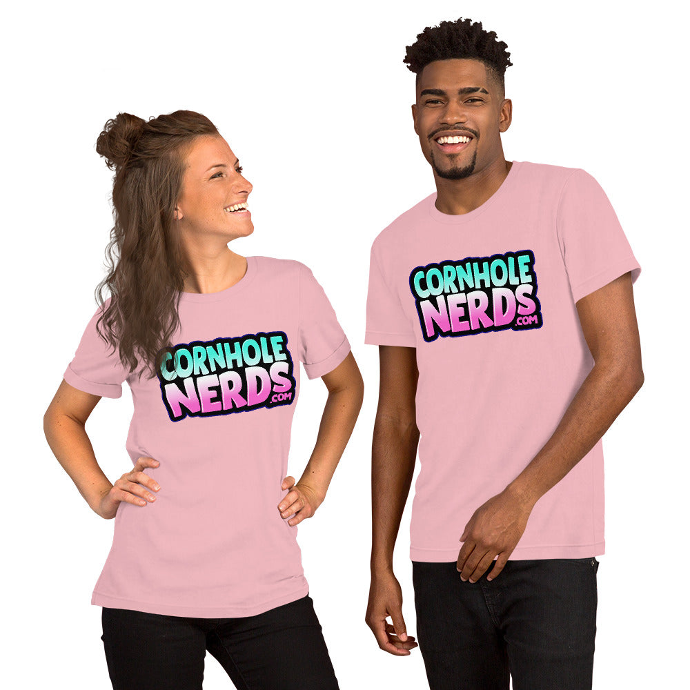 Cornhole Nerds pink twilight logo Unisex t-shirt