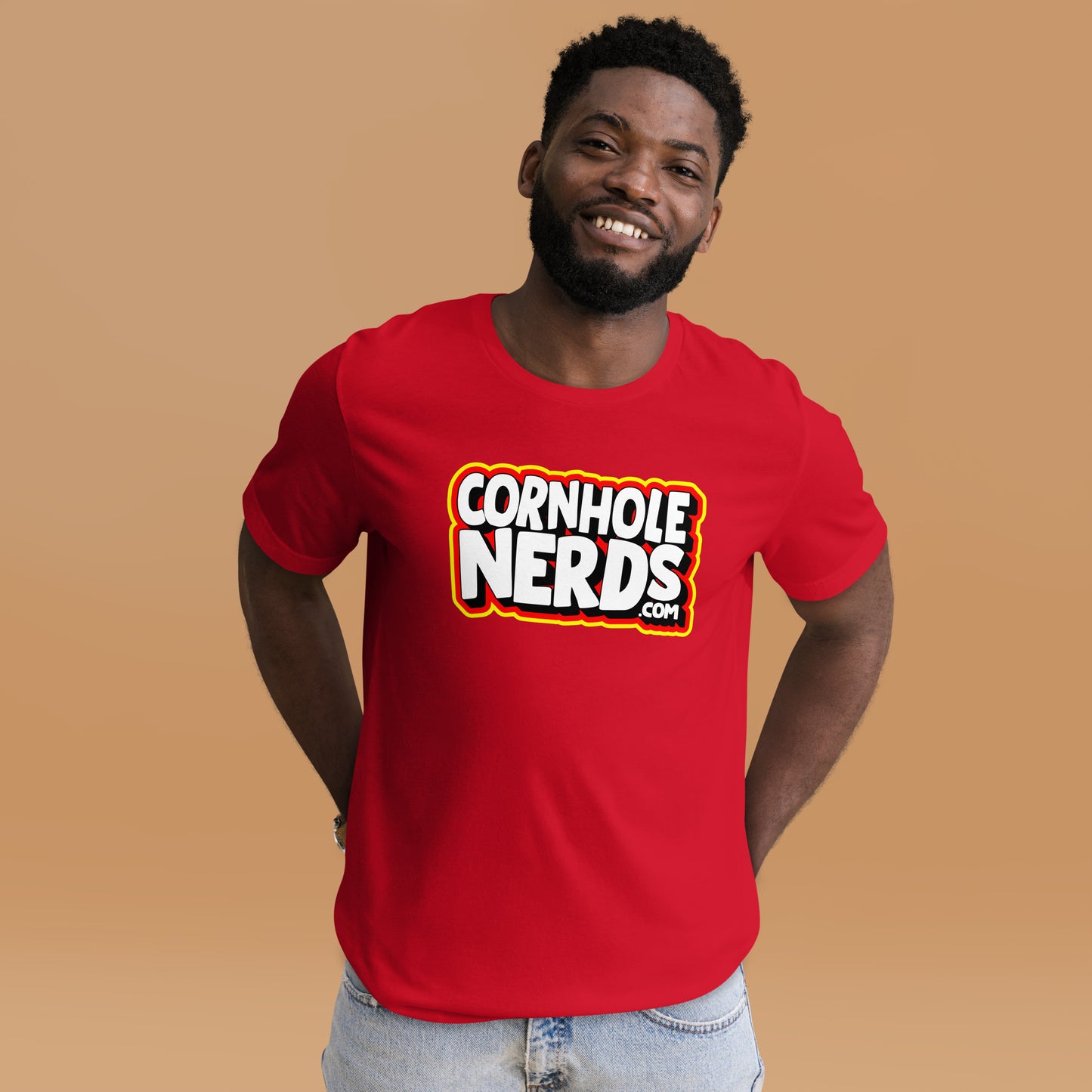 Cornhole Nerds white/yellow/red logo Unisex t-shirt