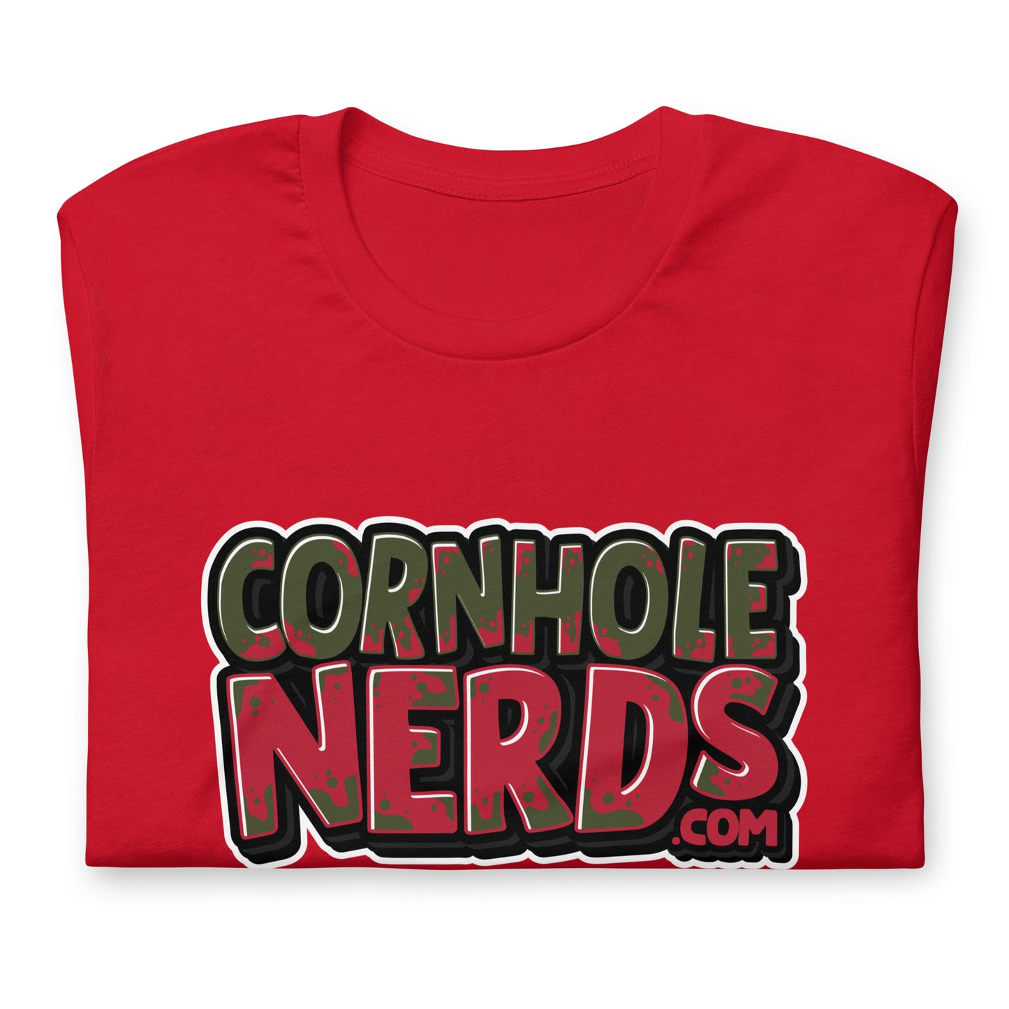 Cornhole Nerds green/red logo Unisex t-shirt