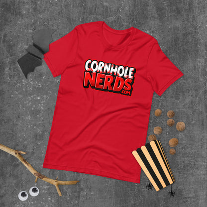 Cornhole Nerds red/white logo Unisex t-shirt