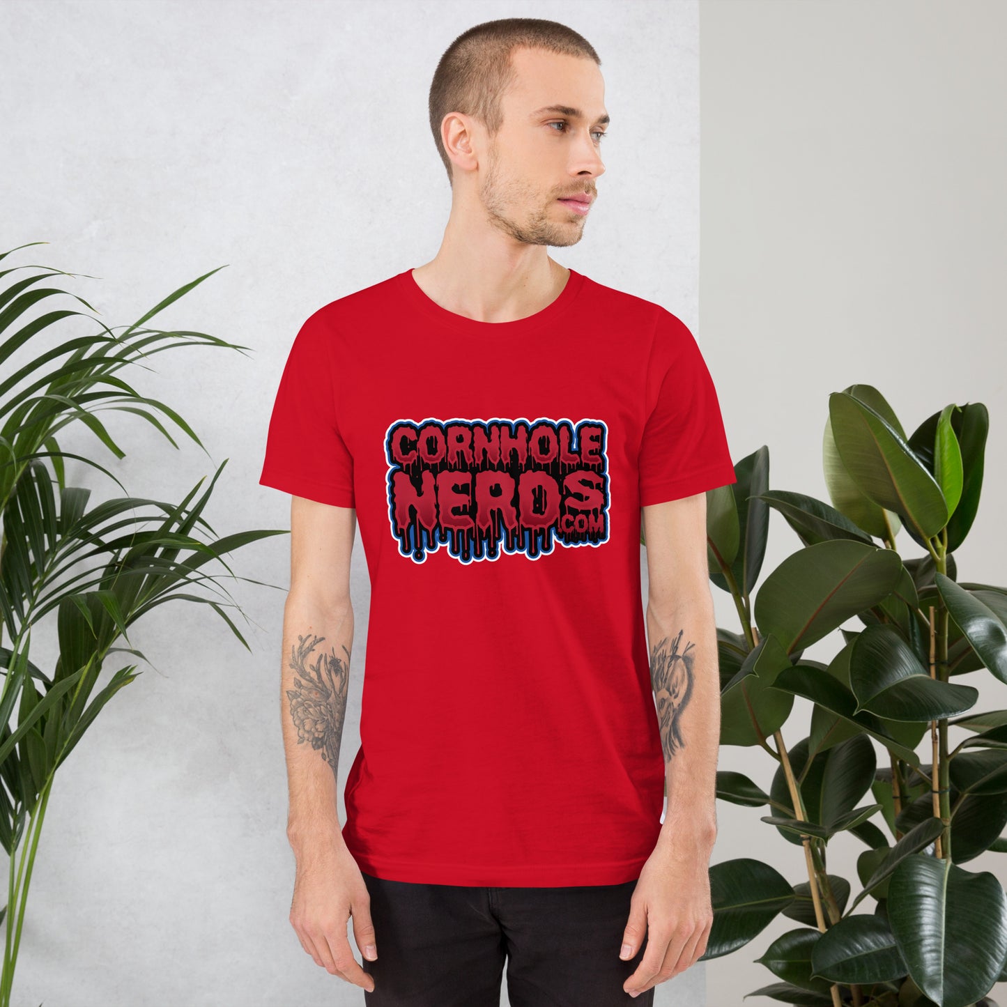 Cornhole Nerds drippy logo Unisex t-shirt