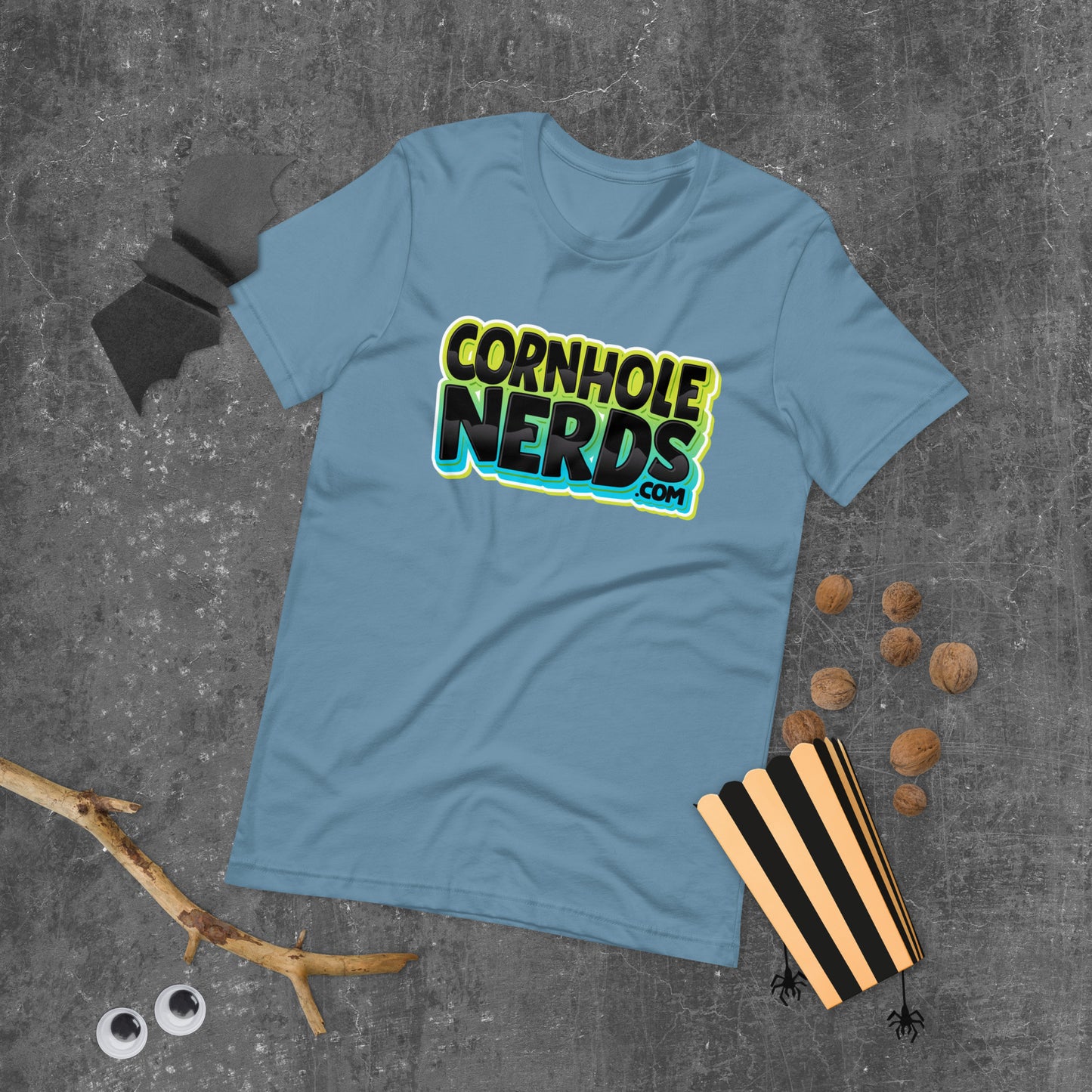 Cornhole Nerds some kind of blue/black and yellow logo Unisex t-shirt