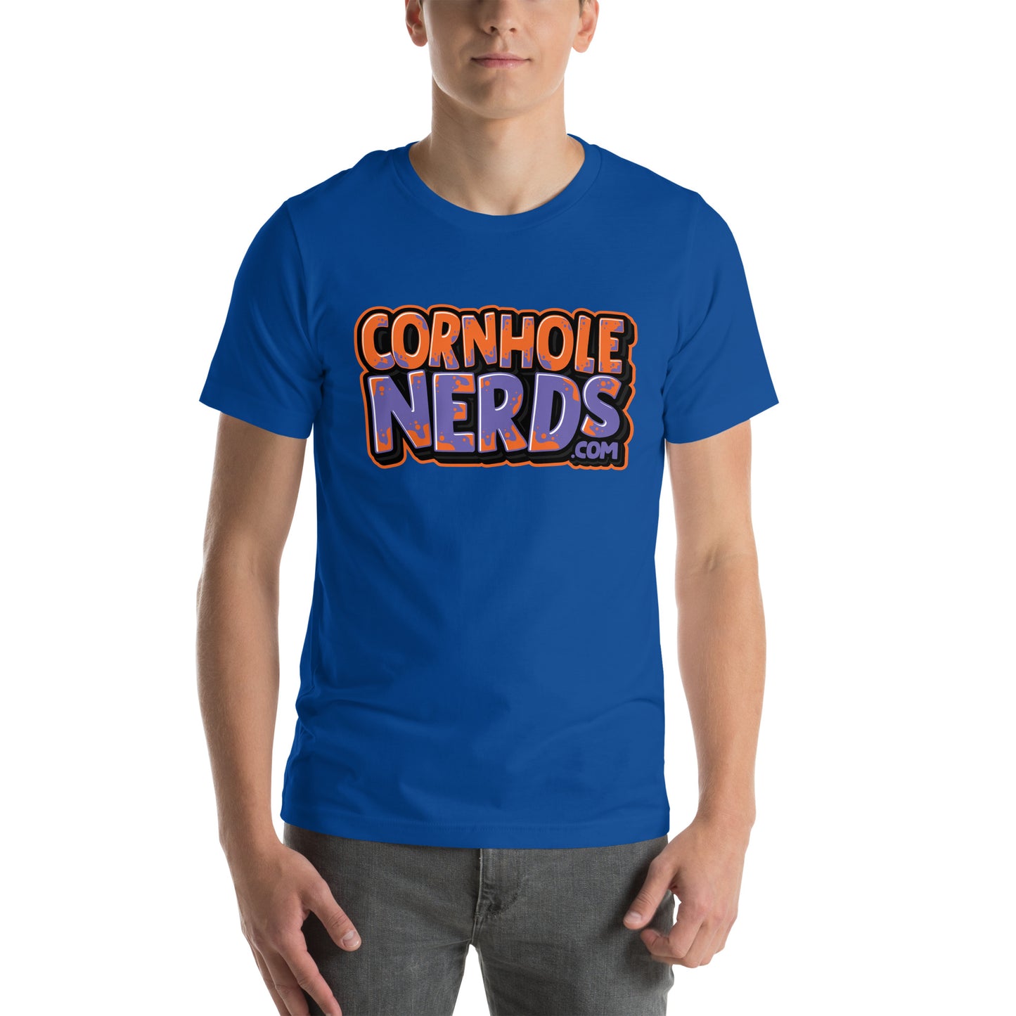 Cornhole Nerds purple/orange logo Unisex t-shirt