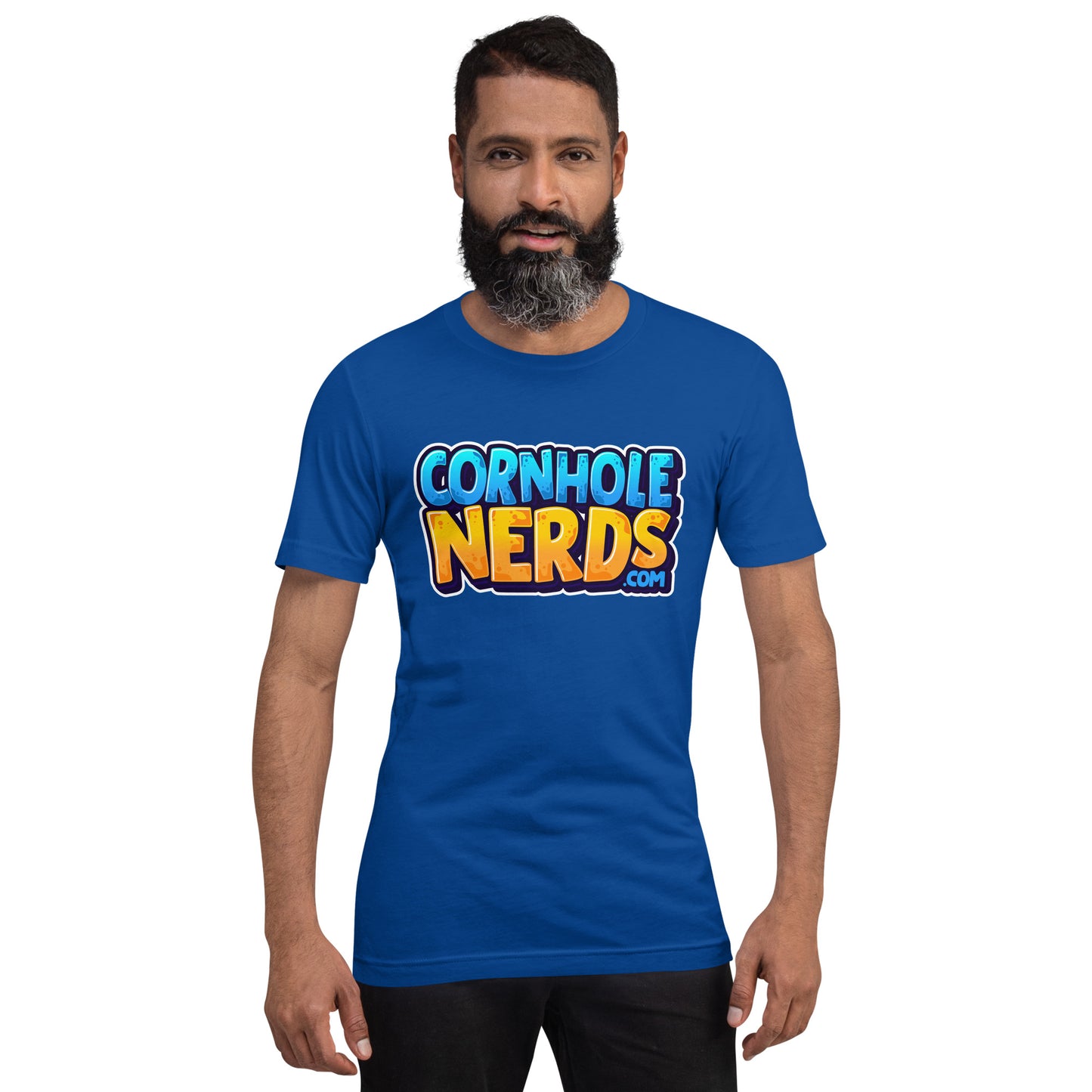 Cornhole Nerds blue/yellow logo Unisex t-shirt