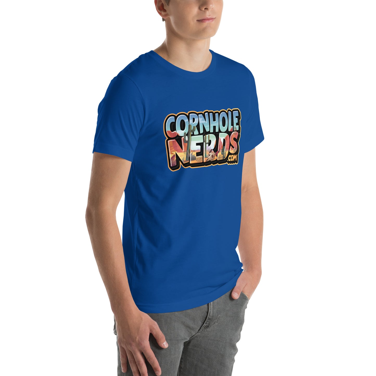 Cornhole Nerds desert skies logo Unisex t-shirt