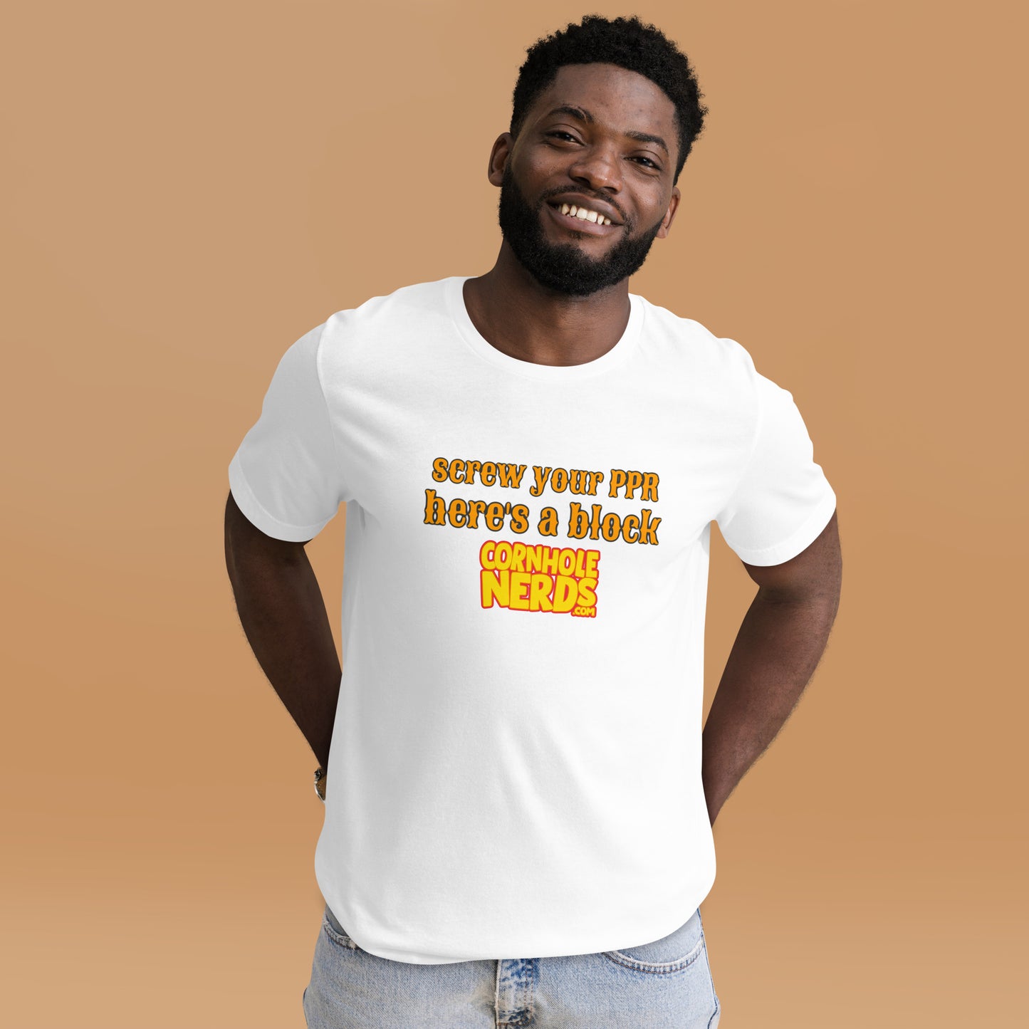 Here's a block Cornhole Nerds Unisex t-shirt