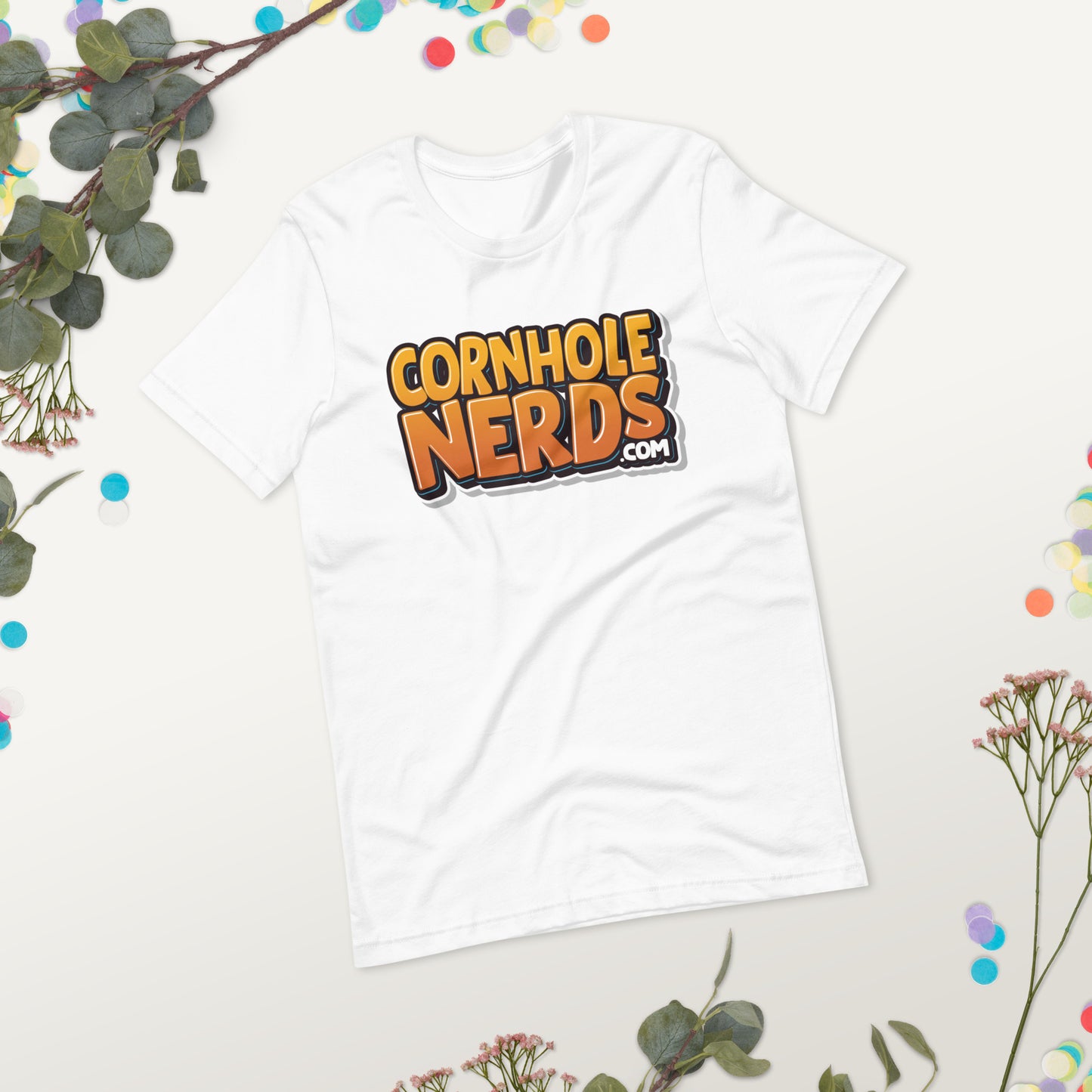 Cornhole Nerds Autumn flowers logo Unisex t-shirt